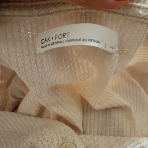 OAK + FORT Cream Ribbed Cardigan - Picture 4 of 4